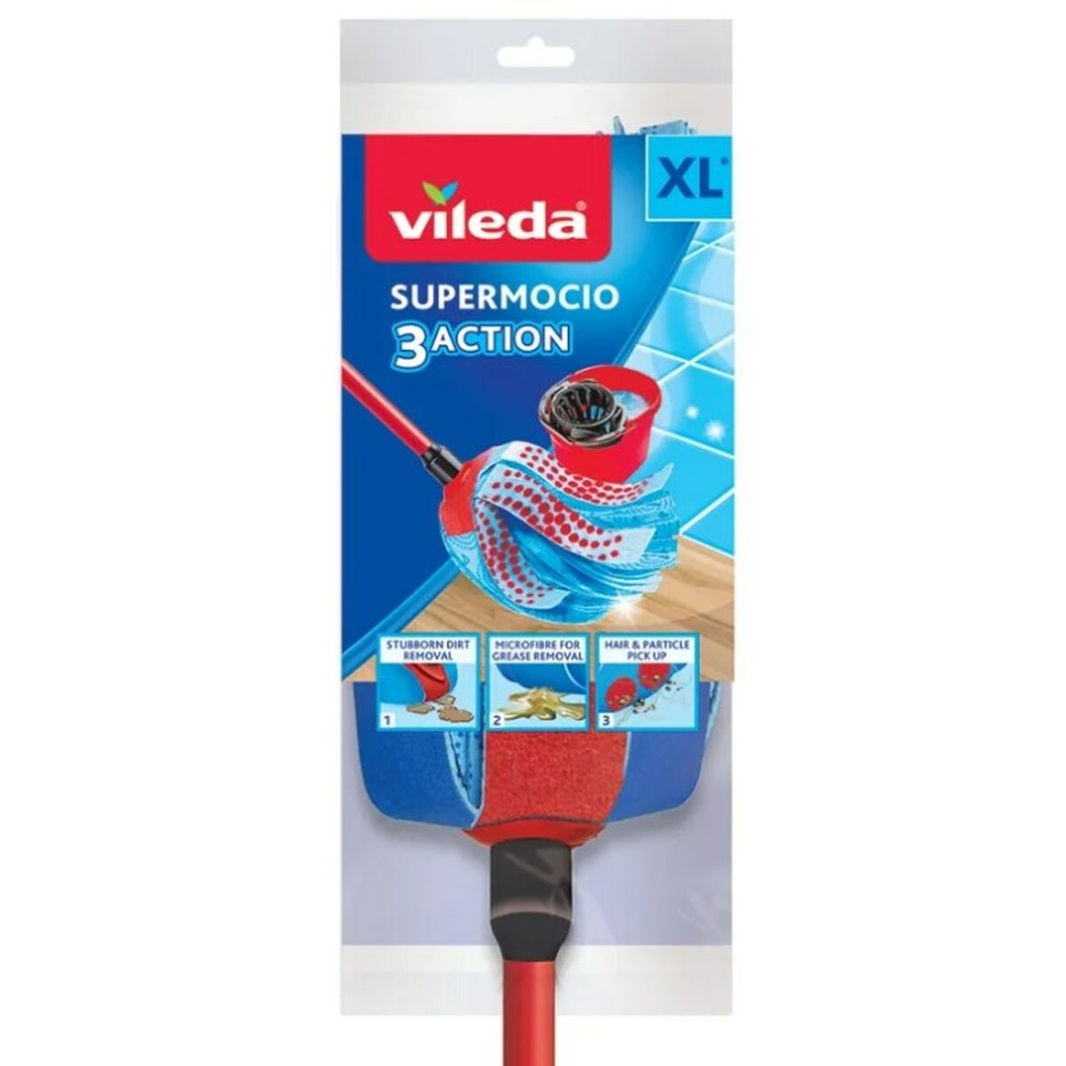 Zwabber Vileda 3Action Velour XL Blauw Rood